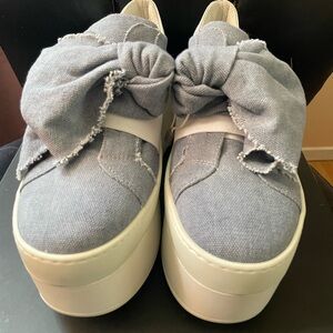 Vic Matie Gray Platform Sneakers with Bow Detail